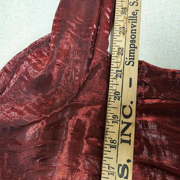 Elementz Woman Blouse Red L Shiny Metallic Rhinestone Button Roll Tab Sleeve - Picture 8 of 9